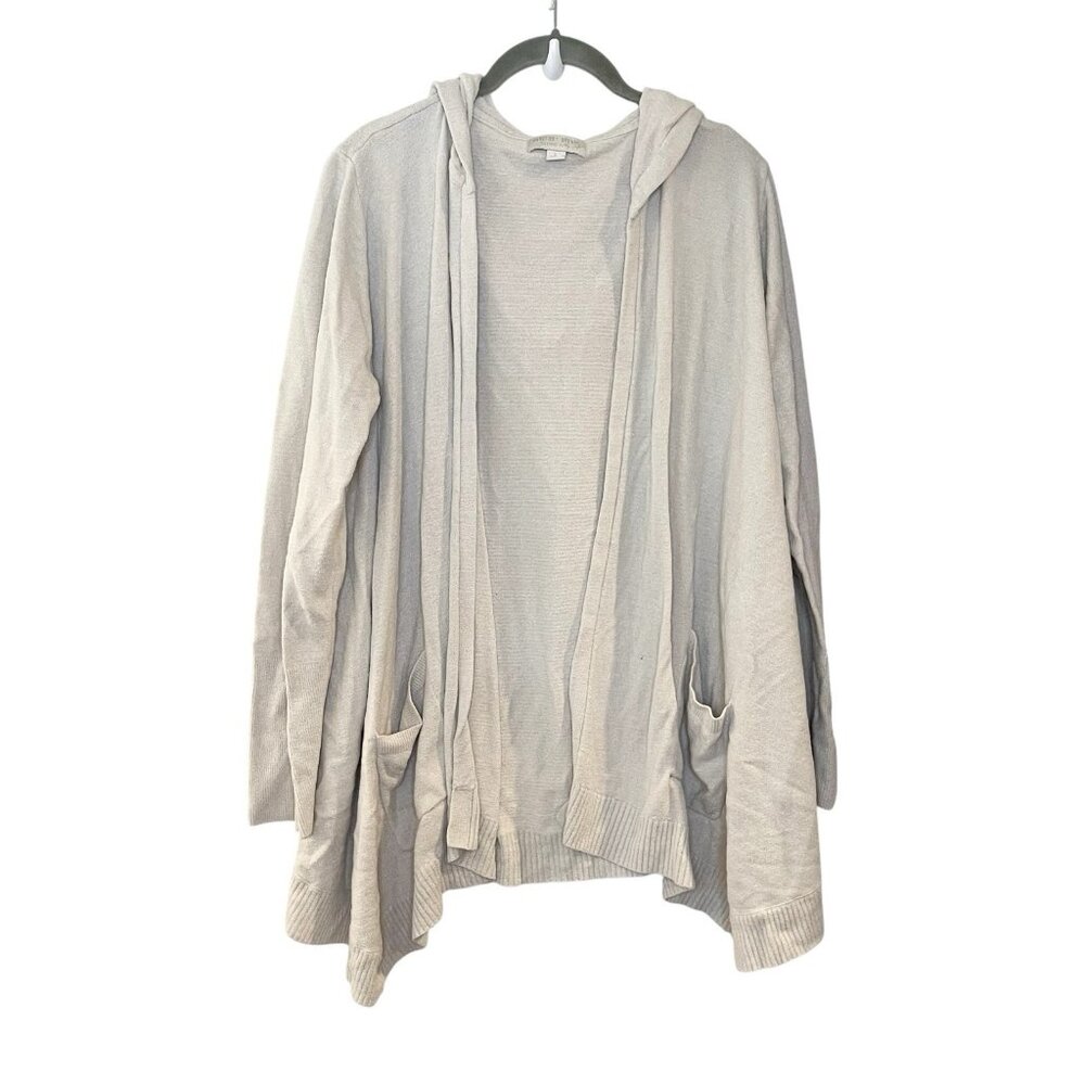 Barefoot Dreams CozyChic Ultra Lite Hooded Seashore Cardigan Sand Cream Size L - Picture 2 of 6